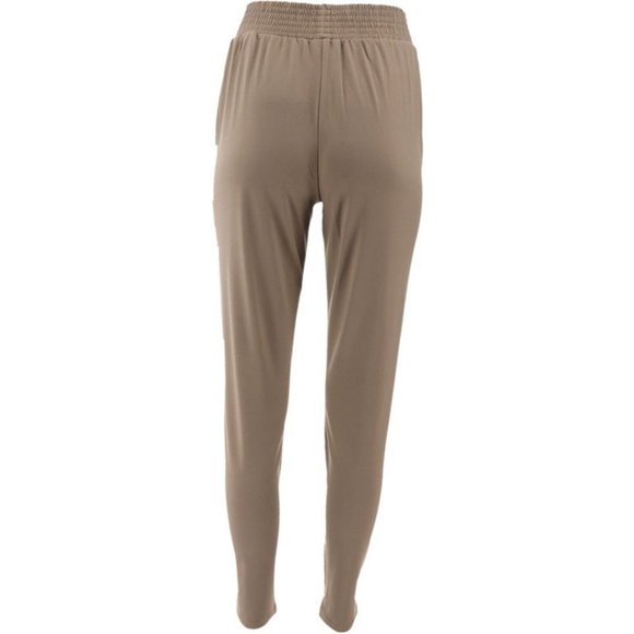 NWT H BY HALSTON JET SET JERSEY ANKLE PANTS SMOCKED WAISTBAND EARTH GREEN 6 - Picture 3 of 8